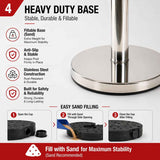 2 Pack Queue Barrier Stanchion Posts Retractable Belt Crowd Control Safety Barrier Silver Red