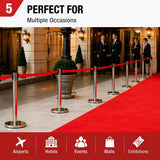 2 Pack Queue Barrier Stanchion Posts Retractable Belt Crowd Control Safety Barrier Silver Red