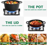 26cm 2-in-1 Cast Iron Dutch Oven & Skillet Set �C Pre-Seasoned Dual-Use Pot with Lid Fry Pan, Durable & Versatile Cookware