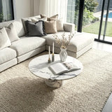 Nobu Round Sculptural Stone Coffee Table - Panda Marble Finish In Australia - Darrahopens