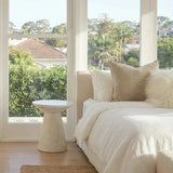 Interior Ave - Veneta Stone Side Table - Calacatta Ivory Finish