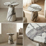 Interior Ave - Veneta Stone Side Table - Panda Marble Finish