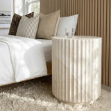 Vera Fluted Stone Side Table - Matte Natural Stone In Australia - Darrahopens