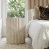 Vera Fluted Stone Side Table - Matte Natural Stone In Australia - Darrahopens