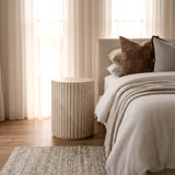 Vera Fluted Stone Side Table - Matte Natural Stone In Australia - Darrahopens