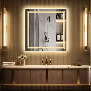 Interior Ave - LED Square Frameless Salon / Bathroom Wall Mirror - 80 x 80cm