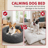 Dog Pet Cat Calming Bed Warm Plush Round Nest Comfy Sleeping Bed Dark Grey 70cm In Australia - Darrahopens