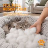 Dog Pet Cat Calming Bed Warm Plush Round Nest Comfy Sleeping Bed Dark Grey 70cm In Australia - Darrahopens