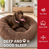 Pet Dog Bedding Warm Plush Round Comfortable Dog Nest Light Coffee Large 90cm In Australia - Darrahopens