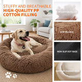 Pet Dog Bedding Warm Plush Round Comfortable Dog Nest Light Coffee Large 90cm