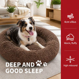 Pet Dog Bedding Warm Plush Round Comfortable Nest Sleeping kennel Coffee M 70cm In Australia - Darrahopens