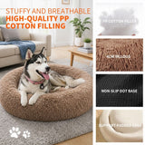 Pet Dog Bedding Warm Plush Round Comfortable Nest Sleeping kennel Coffee M 70cm