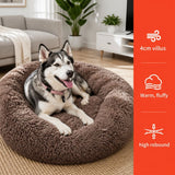 Pet Dog Bed Bedding Warm Plush Round Soft Dog Nest Light Coffee XL 100cm In Australia - Darrahopens