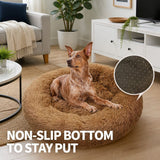 Pet Dog Bed Bedding Warm Plush Round Soft Dog Nest Light Coffee XL 100cm