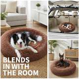 Pet Dog Bed Bedding Warm Plush Round Soft Dog Nest Light Coffee XL 100cm