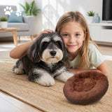 Pet Dog Bed Bedding Warm Plush Round Soft Dog Nest Light Coffee XL 100cm