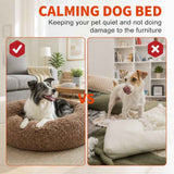Pet Dog Bed Bedding Warm Plush Round Soft Dog Nest Light Coffee XXL 120cm In Australia - Darrahopens