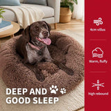 Pet Dog Bed Bedding Warm Plush Round Soft Dog Nest Light Coffee XXL 120cm In Australia - Darrahopens