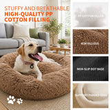 Pet Dog Bed Bedding Warm Plush Round Soft Dog Nest Light Coffee XXL 120cm In Australia - Darrahopens