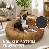 Pet Dog Bed Bedding Warm Plush Round Soft Dog Nest Light Coffee XXL 120cm