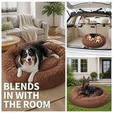 Pet Dog Bed Bedding Warm Plush Round Soft Dog Nest Light Coffee XXL 120cm