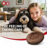 Pet Dog Bed Bedding Warm Plush Round Soft Dog Nest Light Coffee XXL 120cm