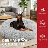 Pet Dog Bed Bedding Warm Plush Round Comfortable Dog Nest Light Grey Large 90cm Large In Australia - Darrahopens