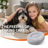 Pet Dog Bed Bedding Warm Plush Round Comfortable Dog Nest Light Grey Large 90cm Large