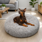 Pet Dog Bed Bedding Warm Plush Round Comfortable Dog Nest Light Grey Large 90cm Large