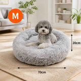 Pet Dog Bed Bedding Warm Plush Round Comfortable Dog Nest Light Grey M 70cm In Australia - Darrahopens