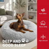 Pet Dog Bed Bedding Warm Plush Round Comfortable Dog Nest Light Grey M 70cm In Australia - Darrahopens