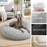 Pet Dog Bed Bedding Warm Plush Round Comfortable Dog Nest Light Grey M 70cm