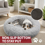Pet Dog Bed Bedding Warm Plush Round Comfortable Dog Nest Light Grey M 70cm