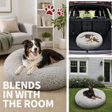 Pet Dog Bed Bedding Warm Plush Round Comfortable Dog Nest Light Grey M 70cm