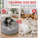 Pet Dog Bed Bedding Warm Plush Round Comfort Dog Nest Light Grey kennel XL 100cm In Australia - Darrahopens