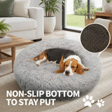 Pet Dog Bed Bedding Warm Plush Round Comfort Dog Nest Light Grey kennel XL 100cm