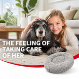 Pet Dog Bed Bedding Warm Plush Round Comfort Dog Nest Light Grey kennel XL 100cm