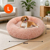 Pet Dog Bedding Warm Plush Round Comfortable Nest Comfy Sleeping kennel Pink Large 90cm In Australia - Darrahopens
