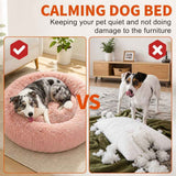 Pet Dog Bedding Warm Plush Round Comfortable Nest Comfy Sleeping kennel Pink Large 90cm In Australia - Darrahopens