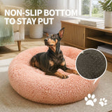 Pet Dog Bedding Warm Plush Round Comfortable Nest Comfy Sleeping kennel Pink Large 90cm