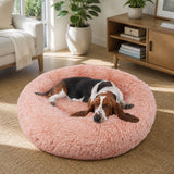Pet Dog Bedding Warm Plush Round Comfortable Nest Comfy Sleeping kennel Pink Large 90cm