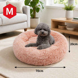 Pet Dog Bedding Warm Plush Round Comfortable Nest Comfy Sleep kennel Pink M 70cm In Australia - Darrahopens