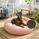 Pet Dog Bedding Warm Plush Round Comfortable Nest Comfy Sleep kennel Pink M 70cm