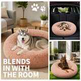 Pet Dog Bedding Warm Plush Round Comfortable Nest Comfy Sleep kennel Pink XXL