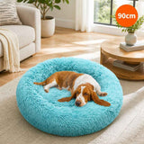 Pet Dog Bedding Warm Plush Round Comfortable Nest Comfy Sleeping kennel Green Large 90cm In Australia - Darrahopens