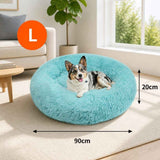 Pet Dog Bedding Warm Plush Round Comfortable Nest Comfy Sleeping kennel Green Large 90cm In Australia - Darrahopens