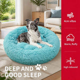 Pet Dog Bedding Warm Plush Round Comfortable Nest Comfy Sleeping kennel Green Large 90cm In Australia - Darrahopens