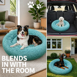 Pet Dog Bedding Warm Plush Round Comfortable Nest Comfy Sleeping kennel Green Large 90cm
