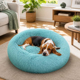 Pet Dog Bedding Warm Plush Round Comfortable Nest Comfy Sleeping kennel Green Large 90cm