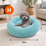 Pet Dog Bed Warm Plush Round Comfortable Nest Comfy Sleeping kennel Green M 70cm In Australia - Darrahopens